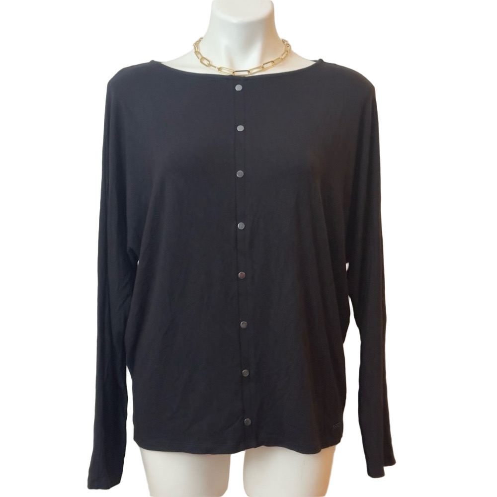 Tahari Black Knit Top size L